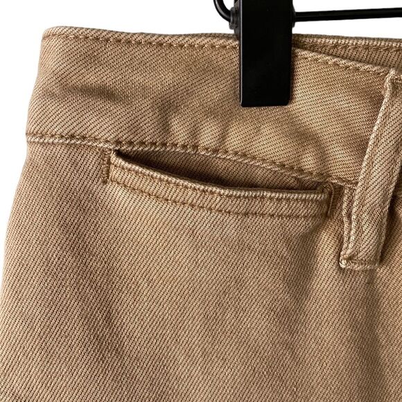 Vigoss Alanis Wide Leg High Rise Distressed Cropped Jeans Tan Stretchy Raw Hem - Picture 5 of 16